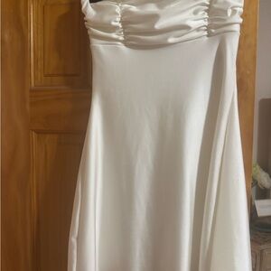 Never worn Windsor White Ruched Cowl Neck Gown
